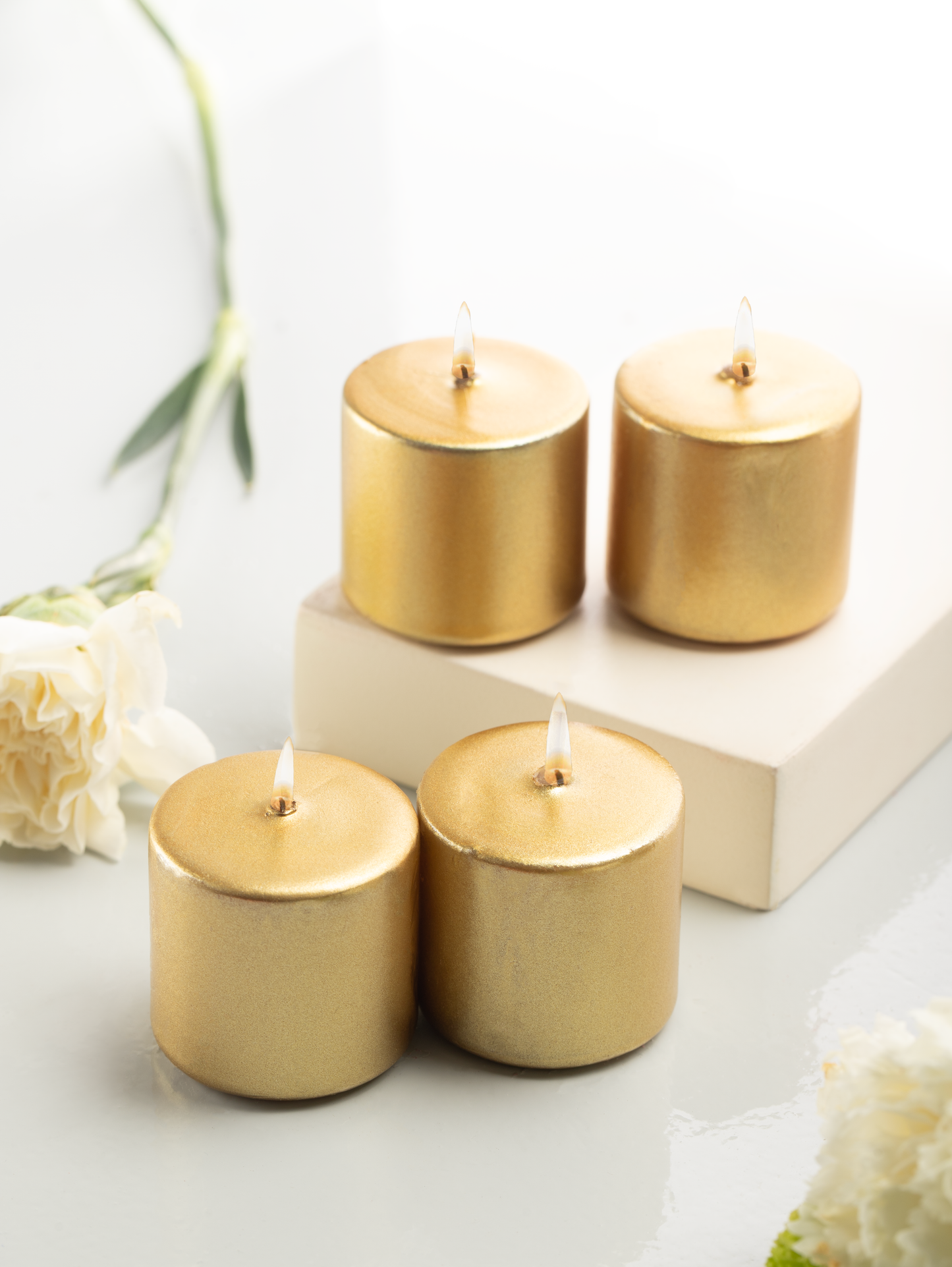 Unscented Votive Candles – Pack of 4 (32g Each) | Slow-Burning & Smokeless