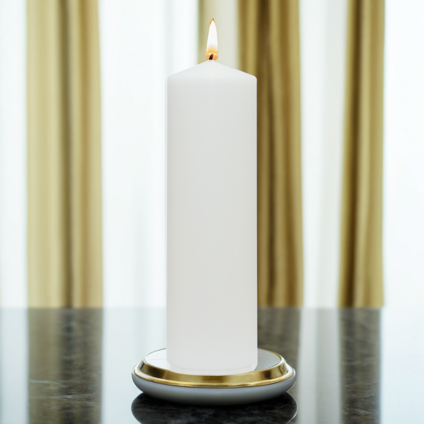 Unscented Church Pillar Candle – 8 × 25 cm | 10 to 150 Hours Burn | Smokeless & Drip-Free
