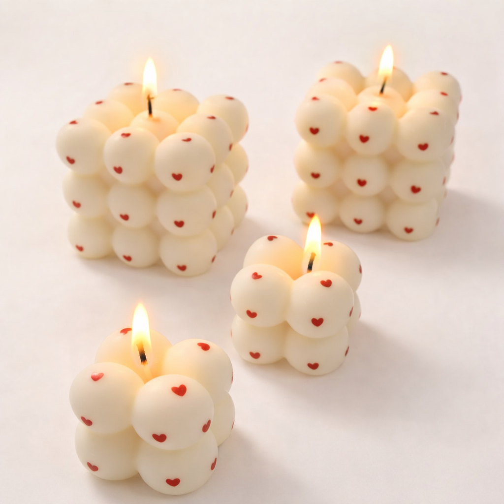 Valentine's Heart Printed Scented Bubble Candle