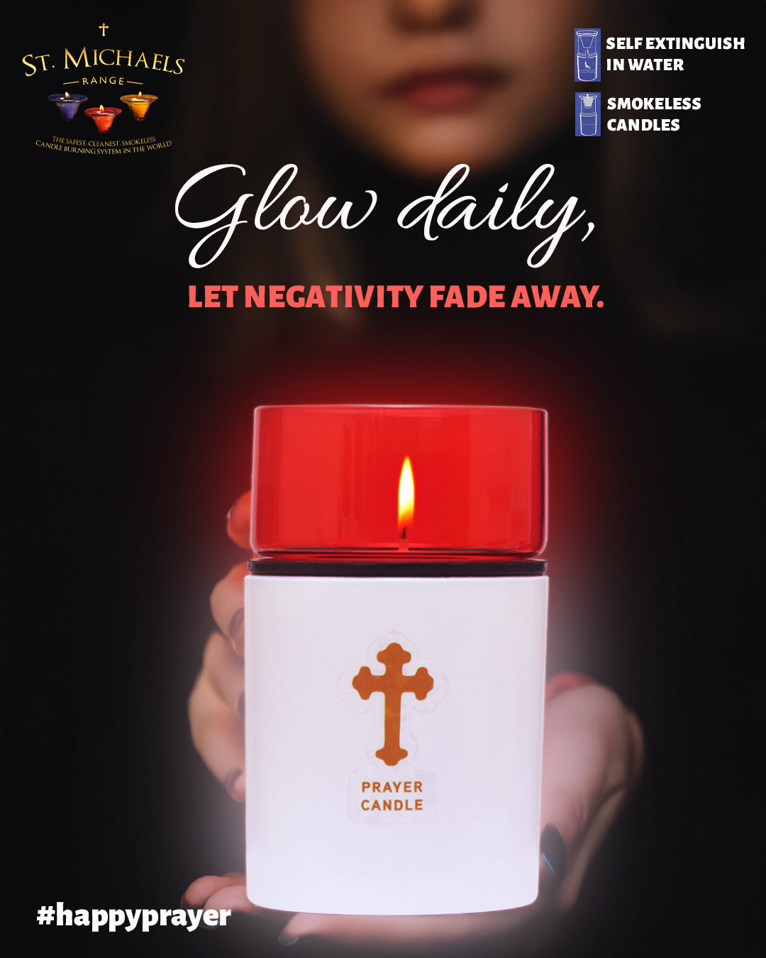 St. Michael’s Smokeless Elegant Prayer Candle System with Wind Protector (10 Candles & 1 Luxurious Holder)