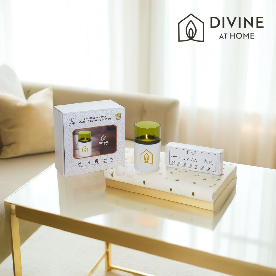 Divine at Home Non-distracting Unscented Meditation & Manifestation Candles – Elegant, Safe & Pure– 10 Candles & 1 Luxurious Holder