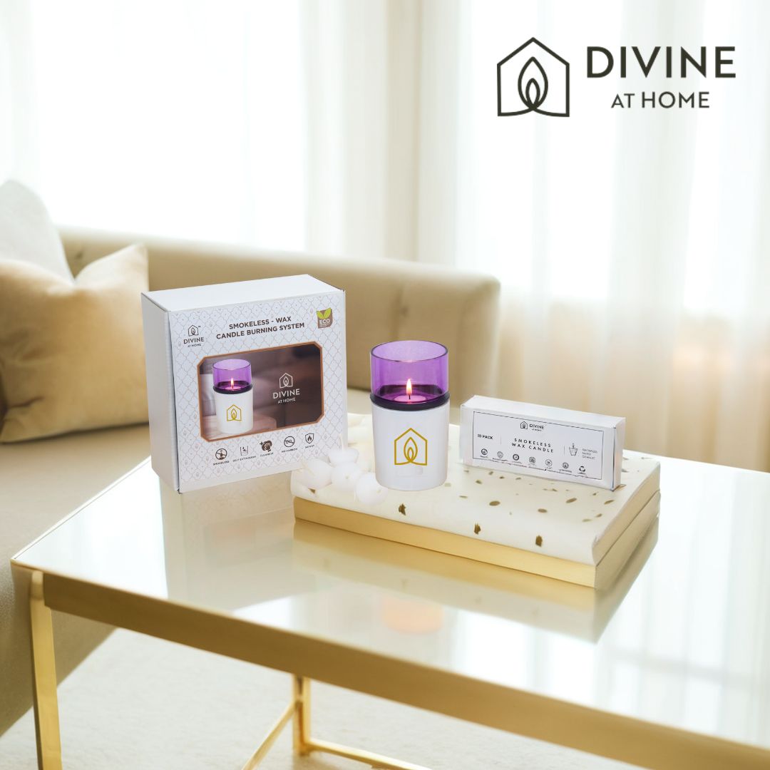 Divine at Home Non-distracting Unscented Meditation & Manifestation Candles – Elegant, Safe & Pure– 10 Candles & 1 Luxurious Holder