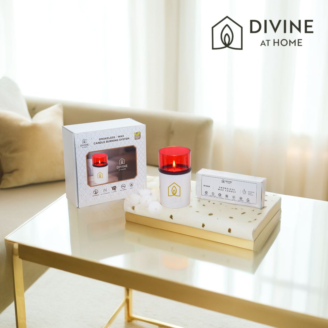 Divine at Home Non-distracting Unscented Meditation & Manifestation Candles – Elegant, Safe & Pure– 10 Candles & 1 Luxurious Holder