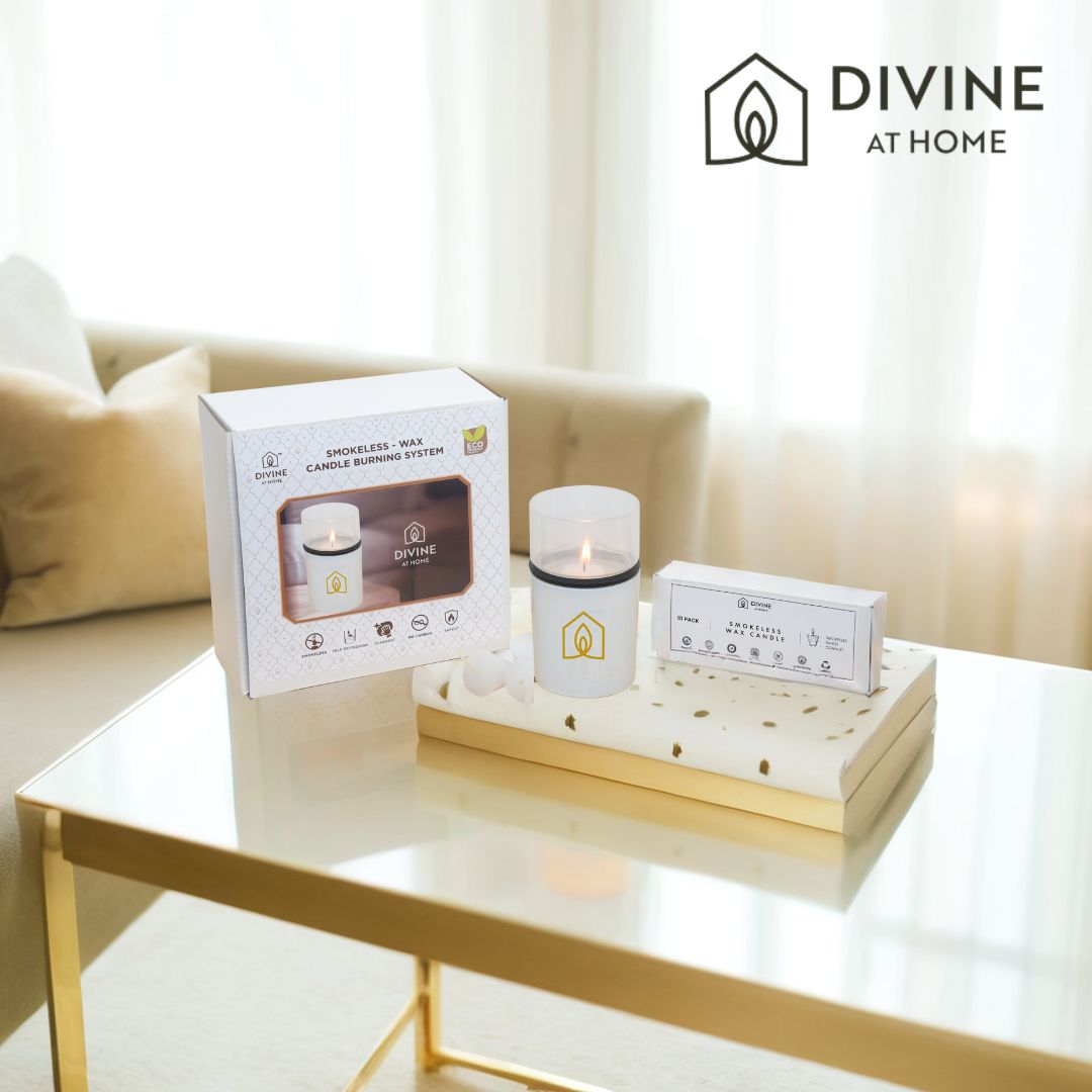 Divine at Home Non-distracting Unscented Meditation & Manifestation Candles – Elegant, Safe & Pure– 10 Candles & 1 Luxurious Holder