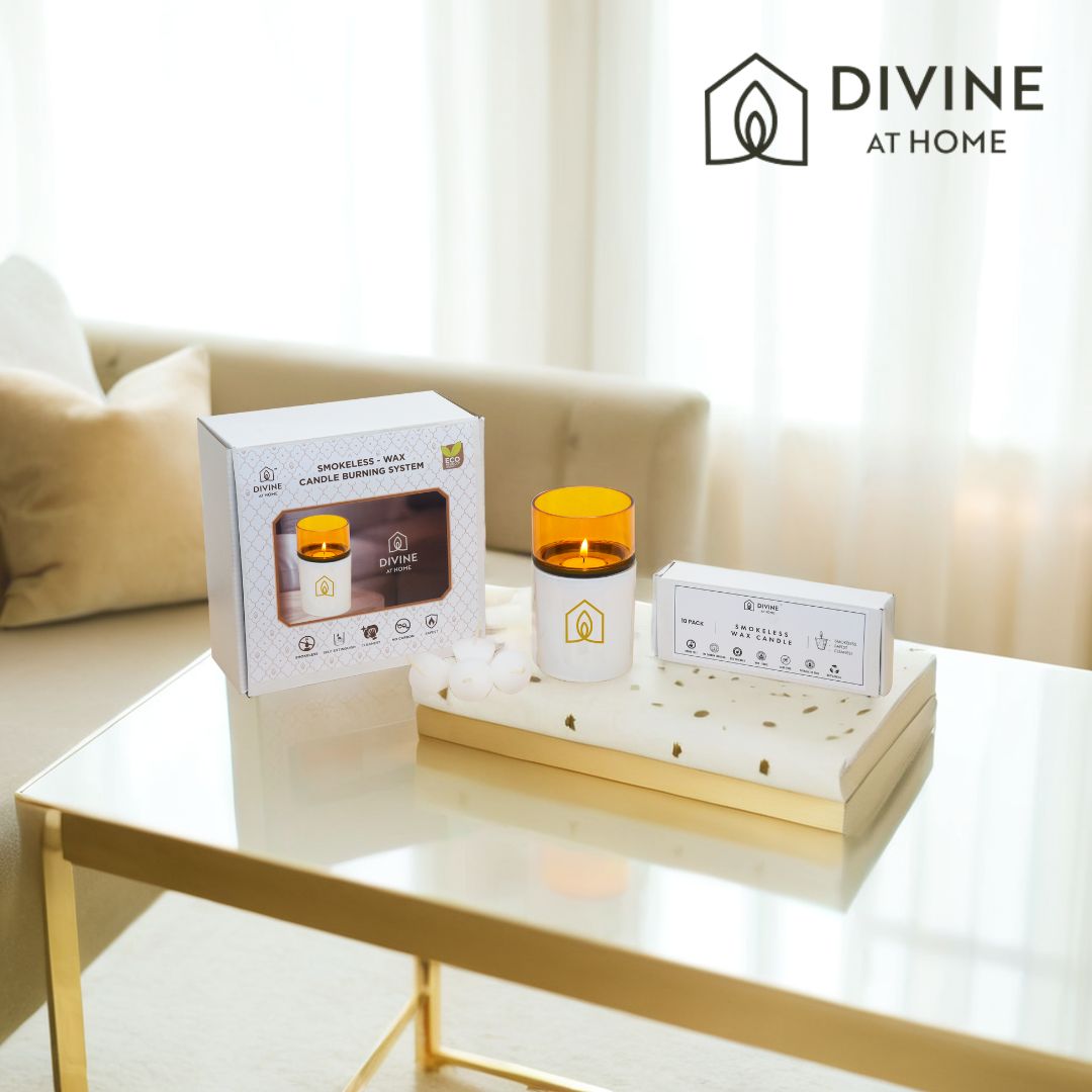 Divine at Home Non-distracting Unscented Meditation & Manifestation Candles – Elegant, Safe & Pure– 10 Candles & 1 Luxurious Holder