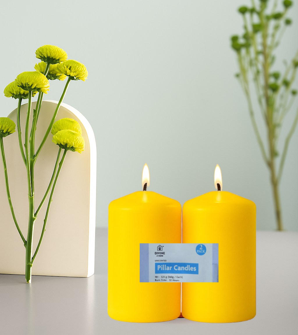 Premium Pillar Candle – Unscented | 2-Pack | 32 Hours Each