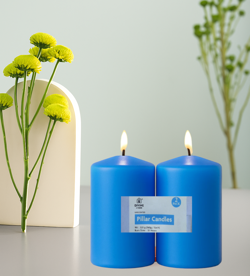 Premium Pillar Candle – Unscented | 2-Pack | 32 Hours Each