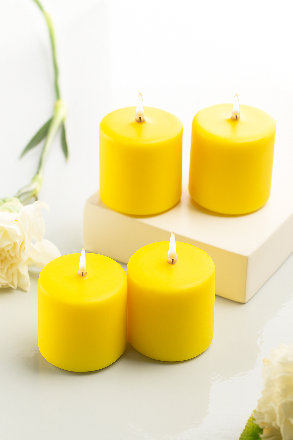 Scented Votive Candles – Pack of 4 | Smokeless & Slow-Burning | Mild Fragrance