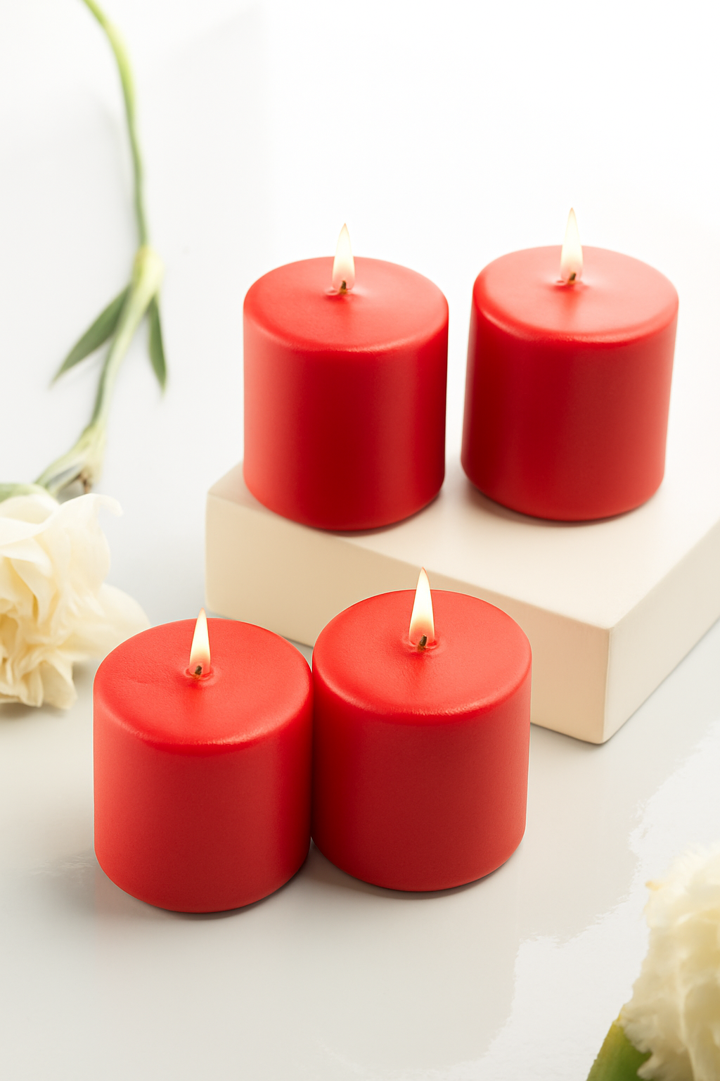 Scented Votive Candles – Pack of 4 | Smokeless & Slow-Burning | Mild Fragrance