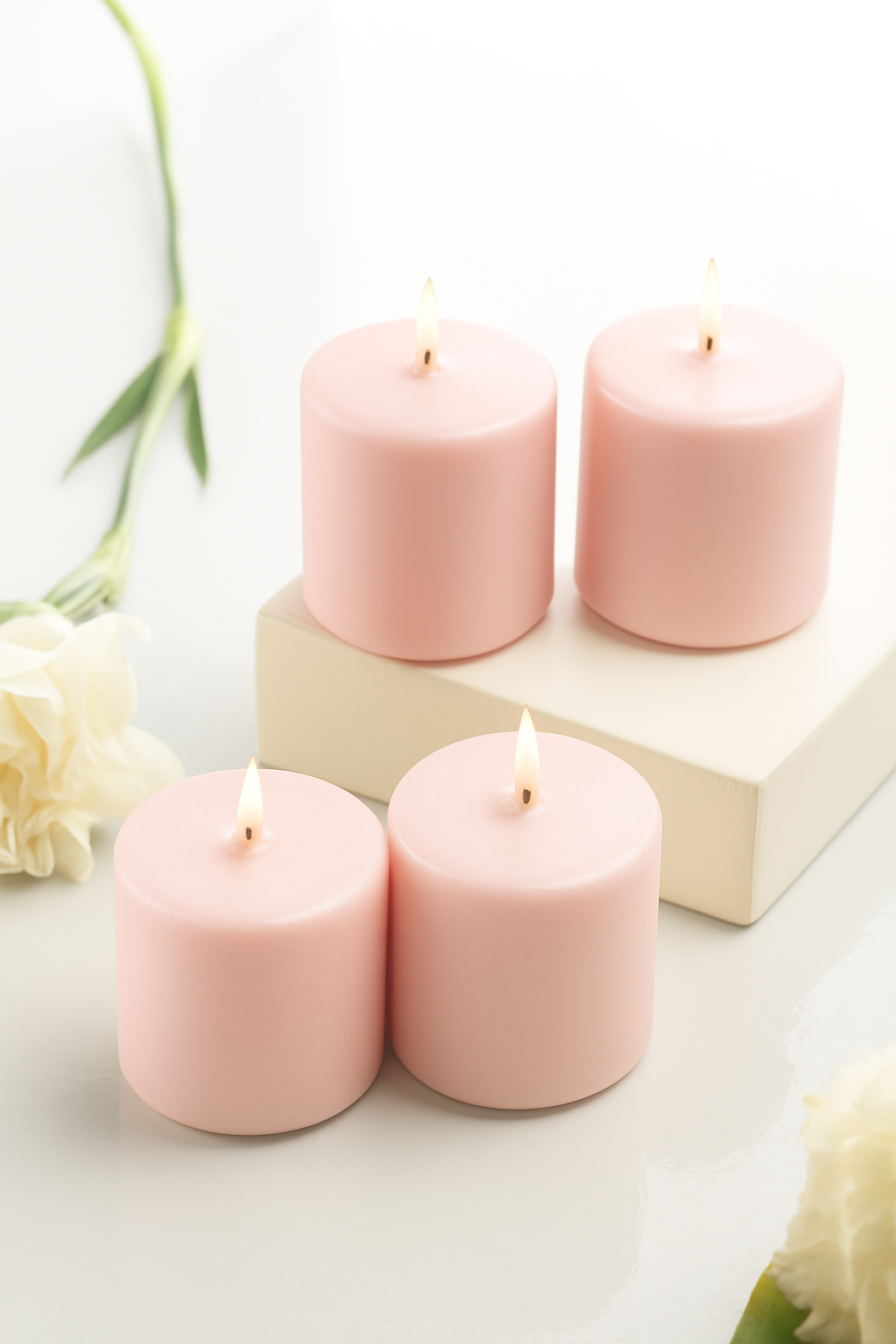 Scented Votive Candles – Pack of 4 | Smokeless & Slow-Burning | Mild Fragrance