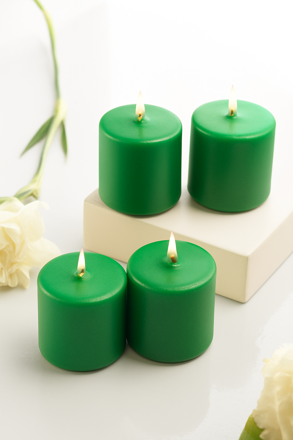 Scented Votive Candles – Pack of 4 | Smokeless & Slow-Burning | Mild Fragrance