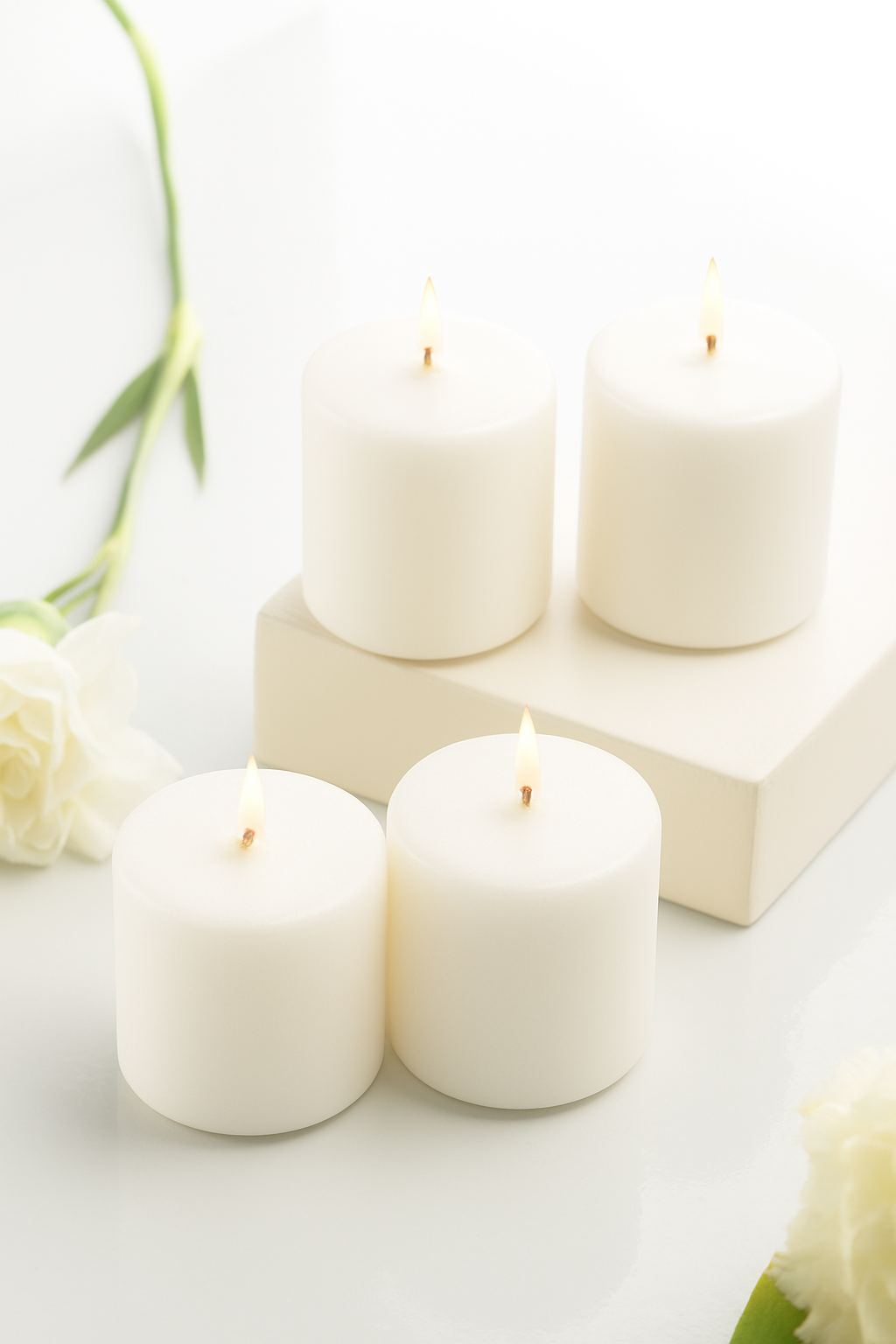 Scented Votive Candles – Pack of 4 | Smokeless & Slow-Burning | Mild Fragrance