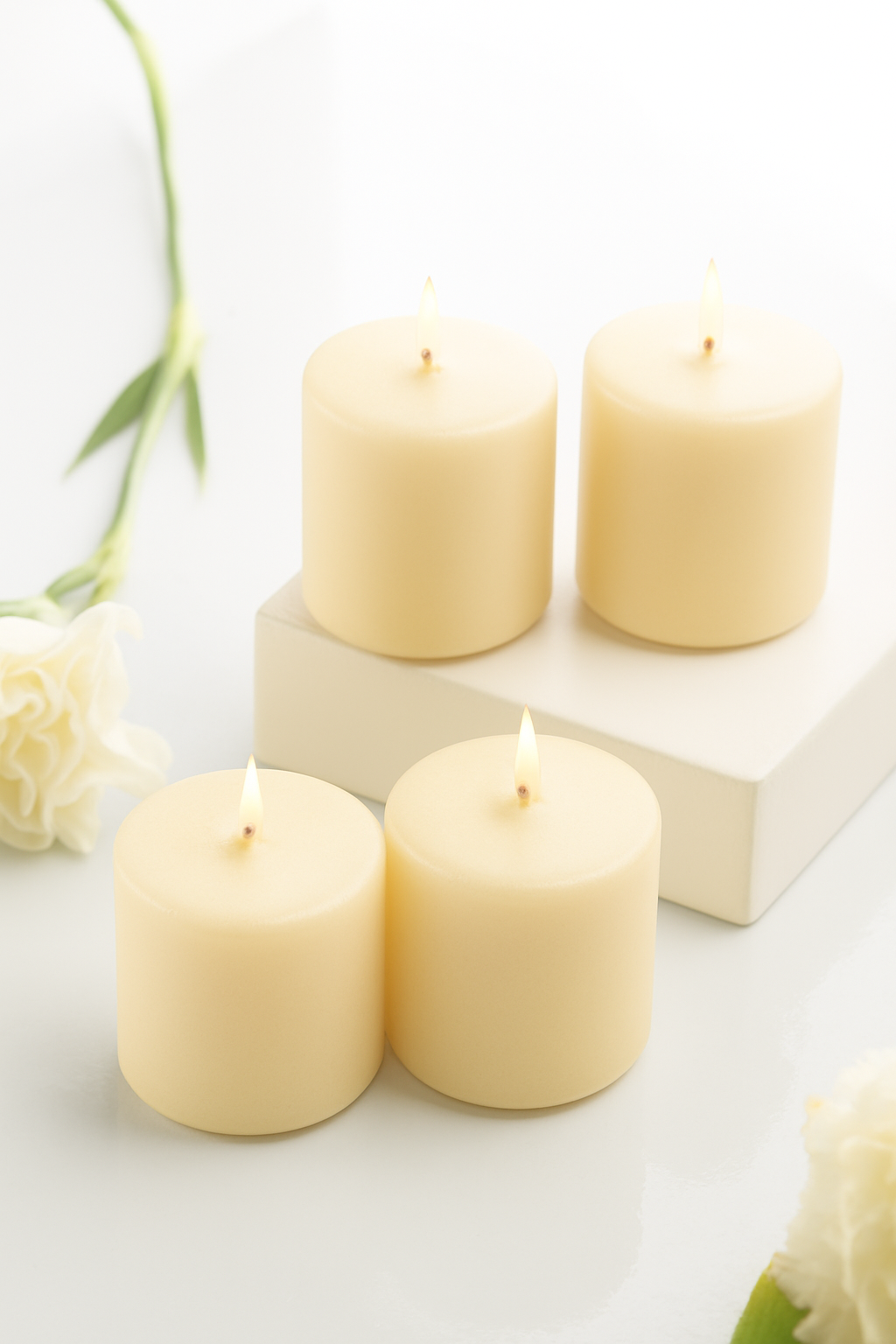 Scented Votive Candles – Pack of 4 | Smokeless & Slow-Burning | Mild Fragrance