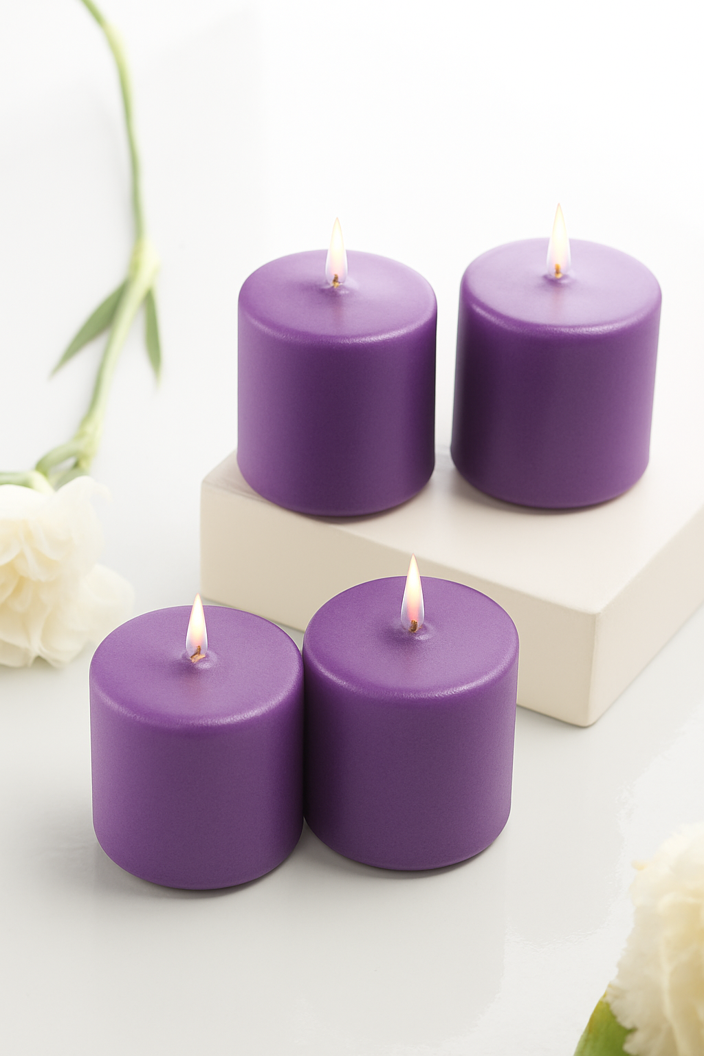Scented Votive Candles – Pack of 4 | Smokeless & Slow-Burning | Mild Fragrance