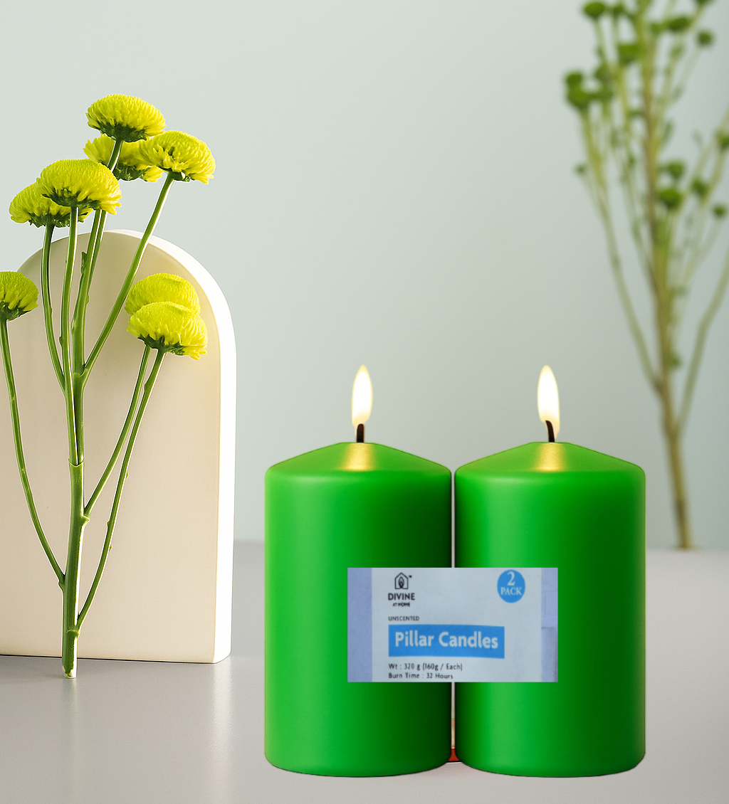 Premium Pillar Candle – Unscented | 2-Pack | 32 Hours Each