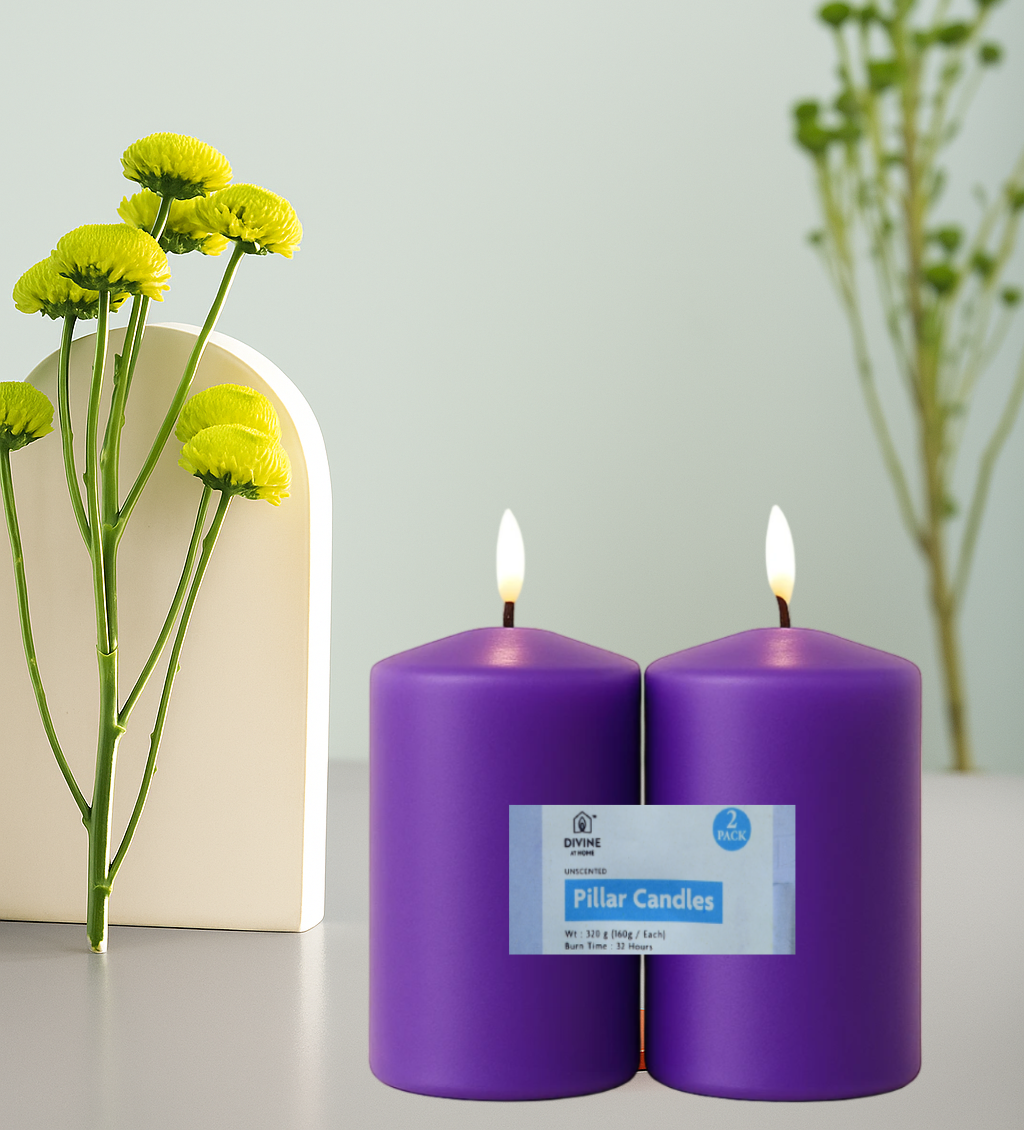 Premium Pillar Candle – Unscented | 2-Pack | 32 Hours Each