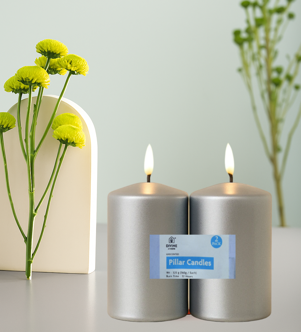 Premium Pillar Candle – Unscented | 2-Pack | 32 Hours Each
