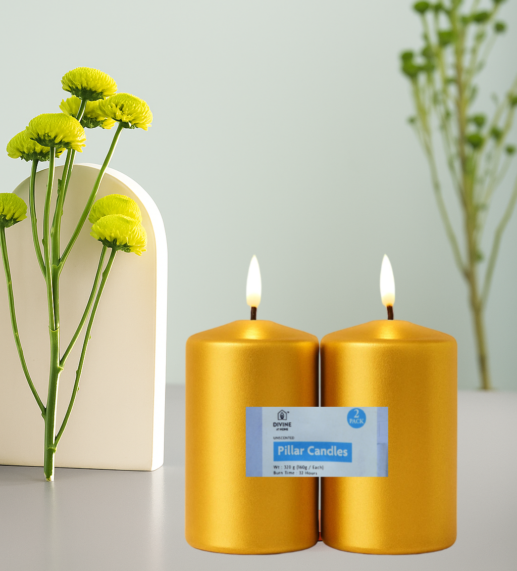 Premium Pillar Candle – Unscented | 2-Pack | 32 Hours Each