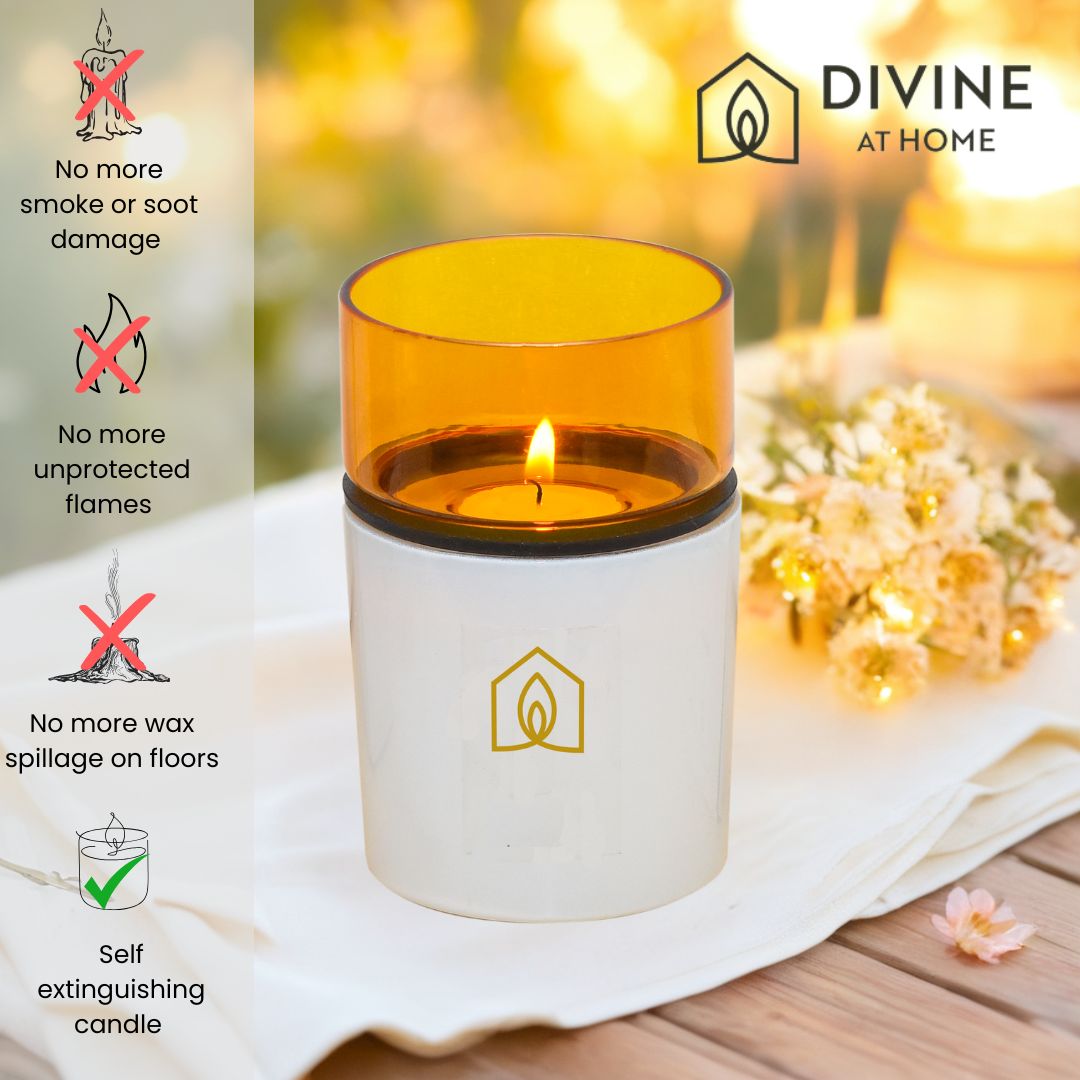 Divine at Home Non-distracting Unscented Meditation & Manifestation Candles – Elegant, Safe & Pure– 10 Candles & 1 Luxurious Holder