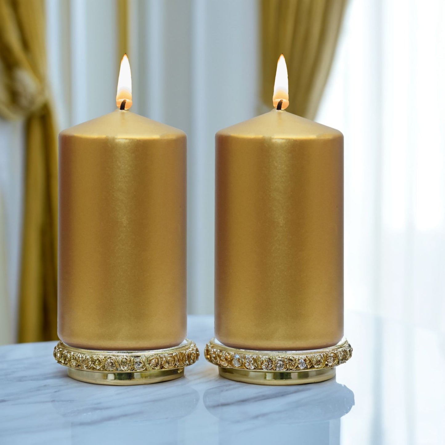Unscented Pillar Candles – Pack of 2 (5x9cm Each), Refined Paraffin Wax