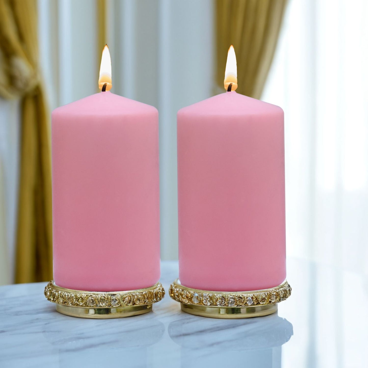 Unscented Pillar Candles – Pack of 2 (5x9cm Each), Refined Paraffin Wax