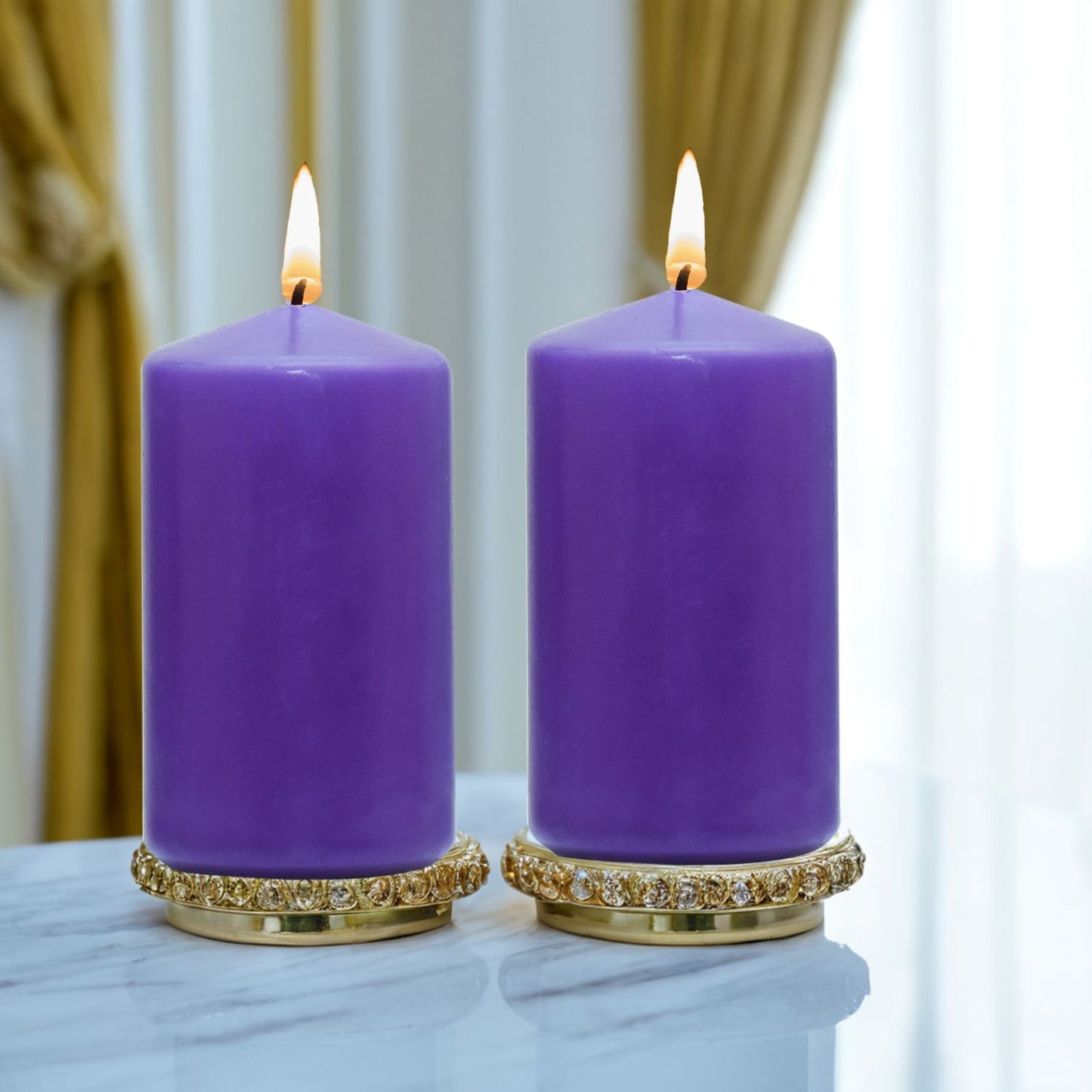 Unscented Pillar Candles – Pack of 2 (5x9cm Each), Refined Paraffin Wax