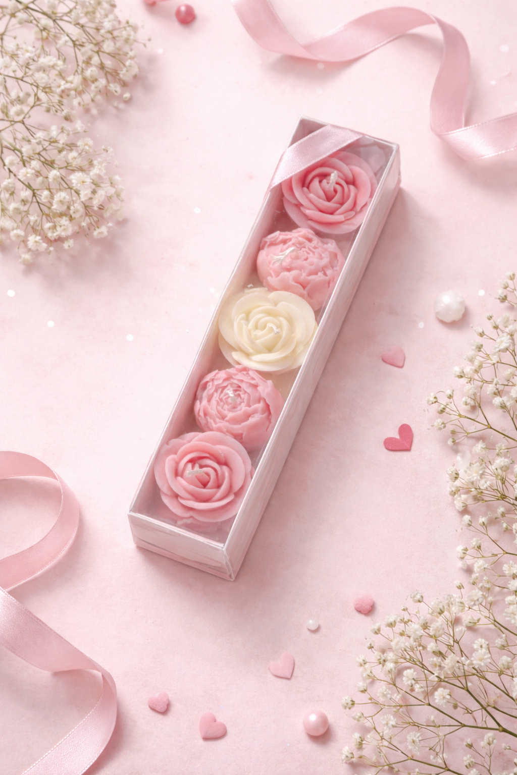 Valentine's Rose Scented Candle - PACK OF 5
