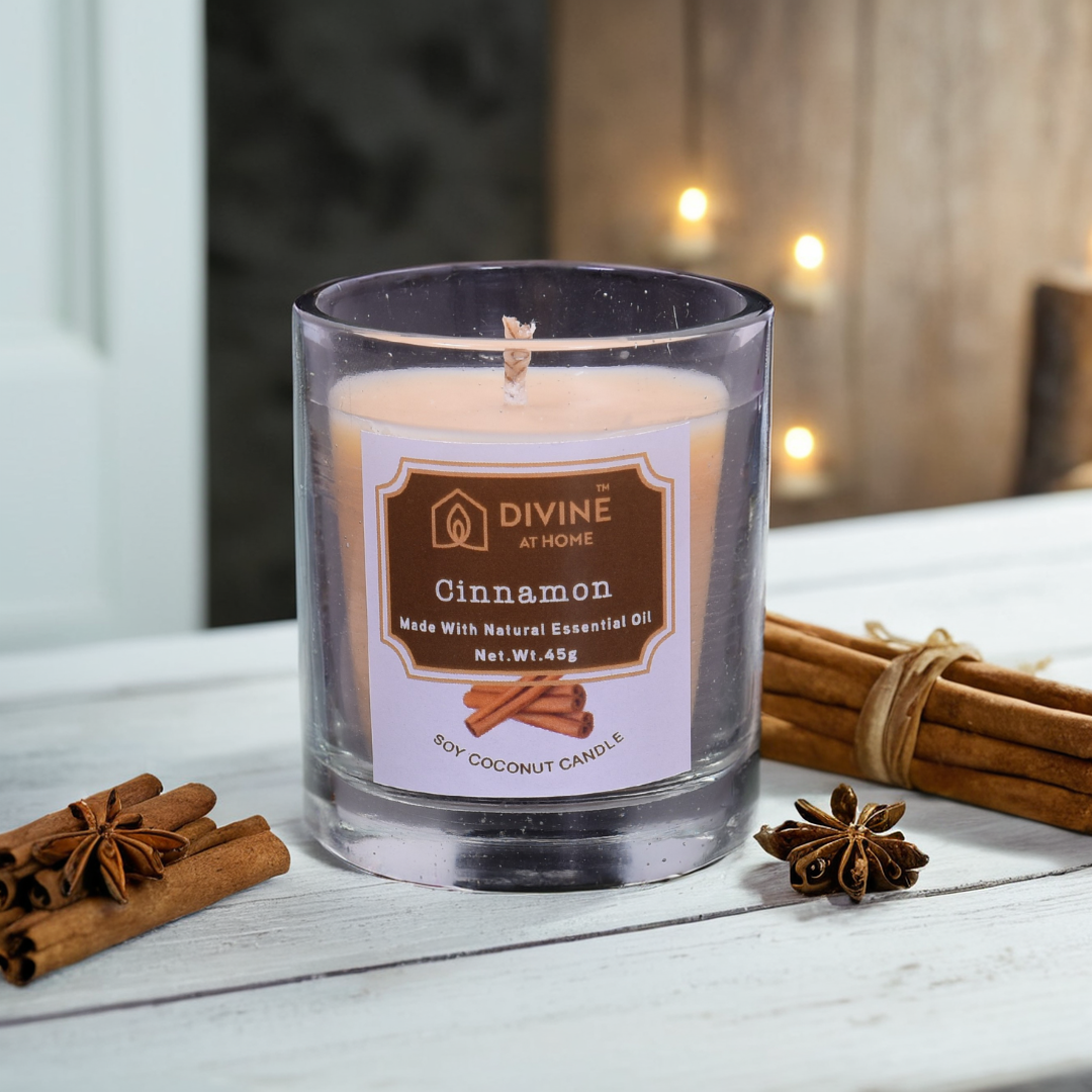 Divine At Home 45g Shot Glass Scented Candle – Natural Soy & Coconut Wax | 10 Hrs Burn
