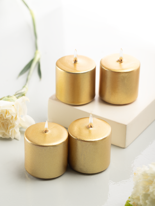 Unscented Votive Candles – Pack of 4 (32g Each) | Slow-Burning & Smokeless