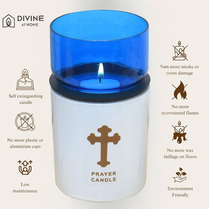 St. Michael’s Smokeless Elegant Prayer Candle System with Wind Protector (10 Candles & 1 Luxurious Holder)