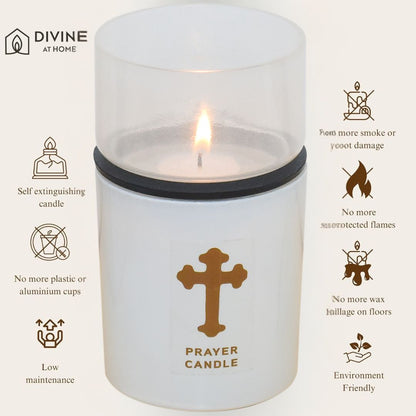 St. Michael’s Smokeless Elegant Prayer Candle System with Wind Protector (10 Candles & 1 Luxurious Holder)