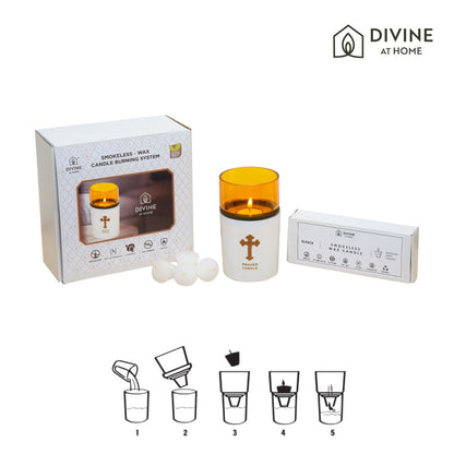 St. Michael’s Smokeless Elegant Prayer Candle System with Wind Protector (10 Candles & 1 Luxurious Holder)