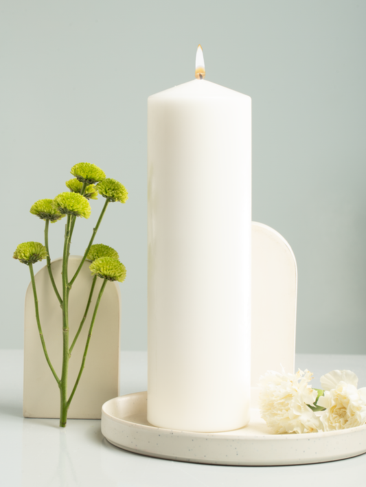 Unscented Church Pillar Candle – 8 × 25 cm  | 10 to 150 Hours Burn | Smokeless & Drip-Free