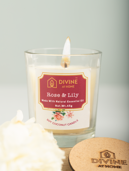 Divine At Home 45g Shot Glass Scented Candle – Natural Soy & Coconut Wax | 10 Hrs Burn