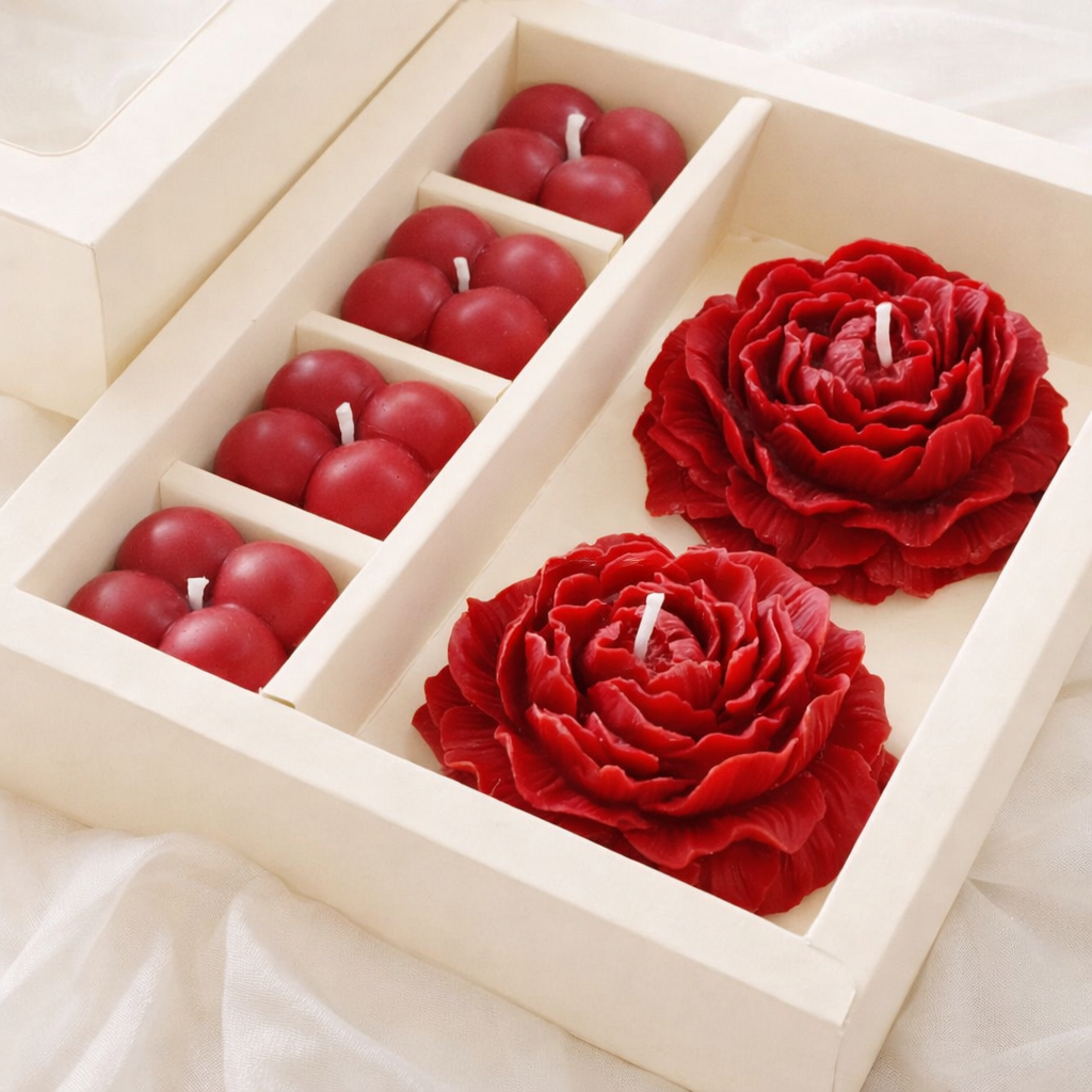 Valentine's Gift Set - Peony Rose Bubble Scented Candles