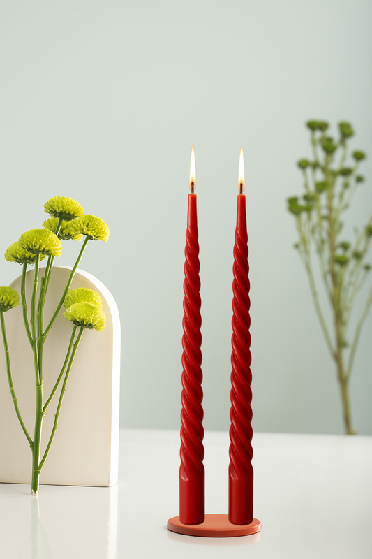 Swirl Taper Candles – Pack of 2 | Smokeless & Slow-Burning