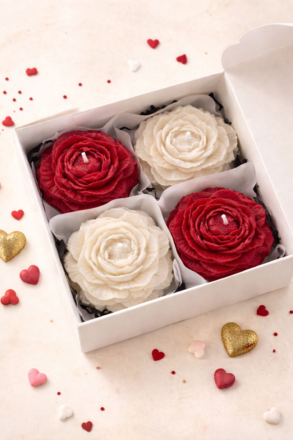 Valentine's Peony Rose Scented Candles - PACK OF 4