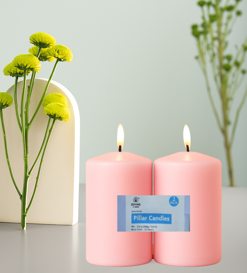 Premium Pillar Candle – Unscented | 2-Pack | 32 Hours Each