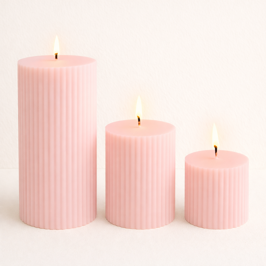 Ribbed Scented Pillar Candle