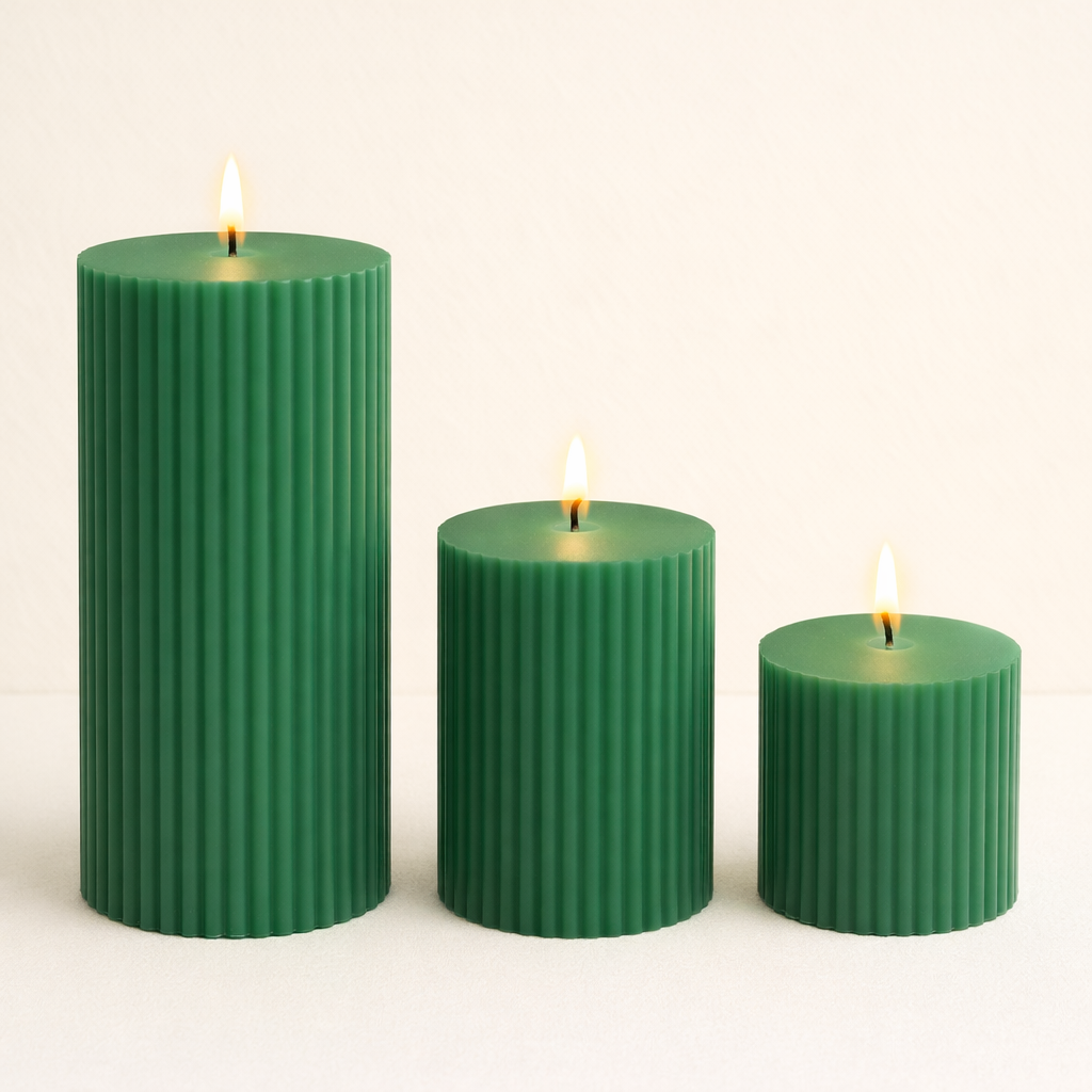 Ribbed Scented Pillar Candle