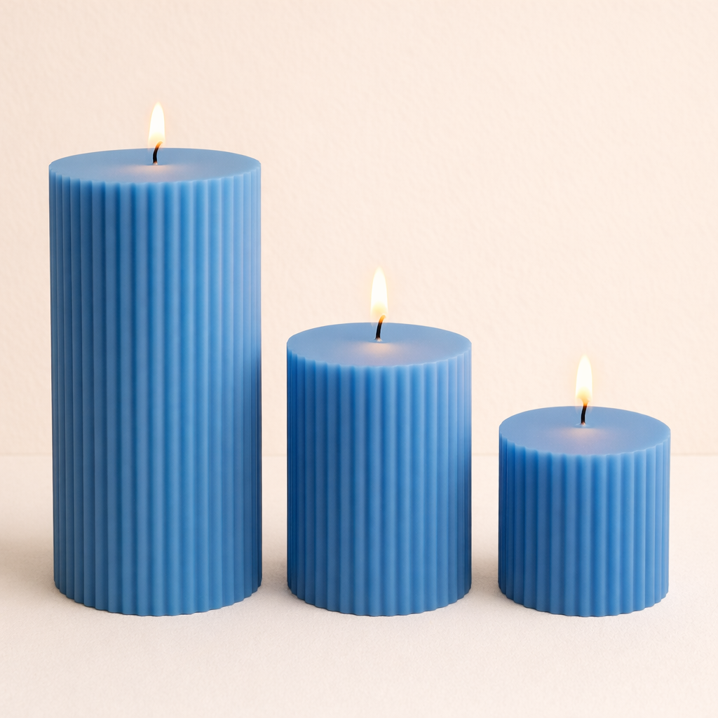 Ribbed Scented Pillar Candle