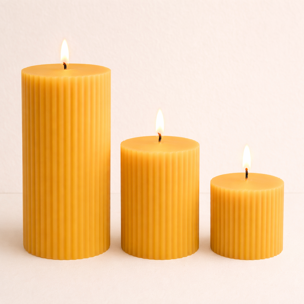 Ribbed Scented Pillar Candle