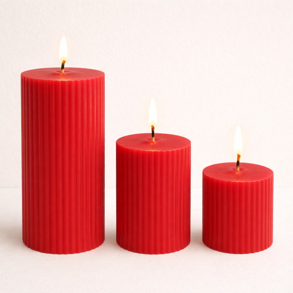 Ribbed Scented Pillar Candle