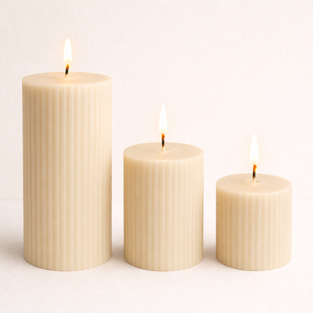 Ribbed Scented Pillar Candle