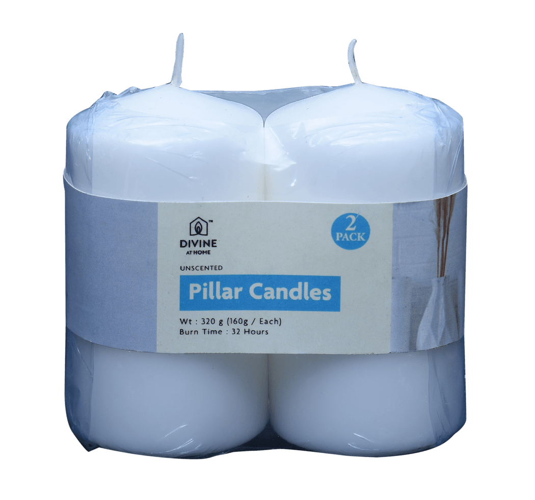 Pure Serenity Unscented Pillar Candle (Divine White, Pack of 2)