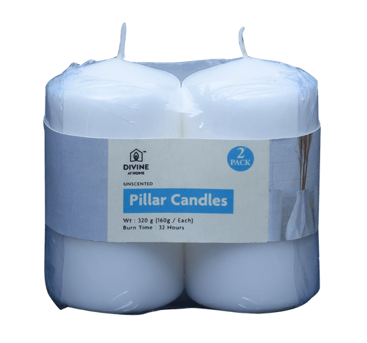 Pure Serenity Unscented Pillar Candle (Divine White, Pack of 2)