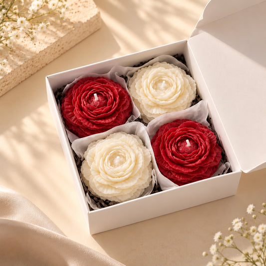 Valentine's Peony Rose Scented Candles - PACK OF 4