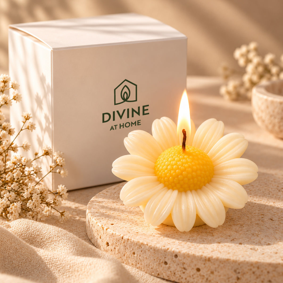 Daisy Flower Decor Candle