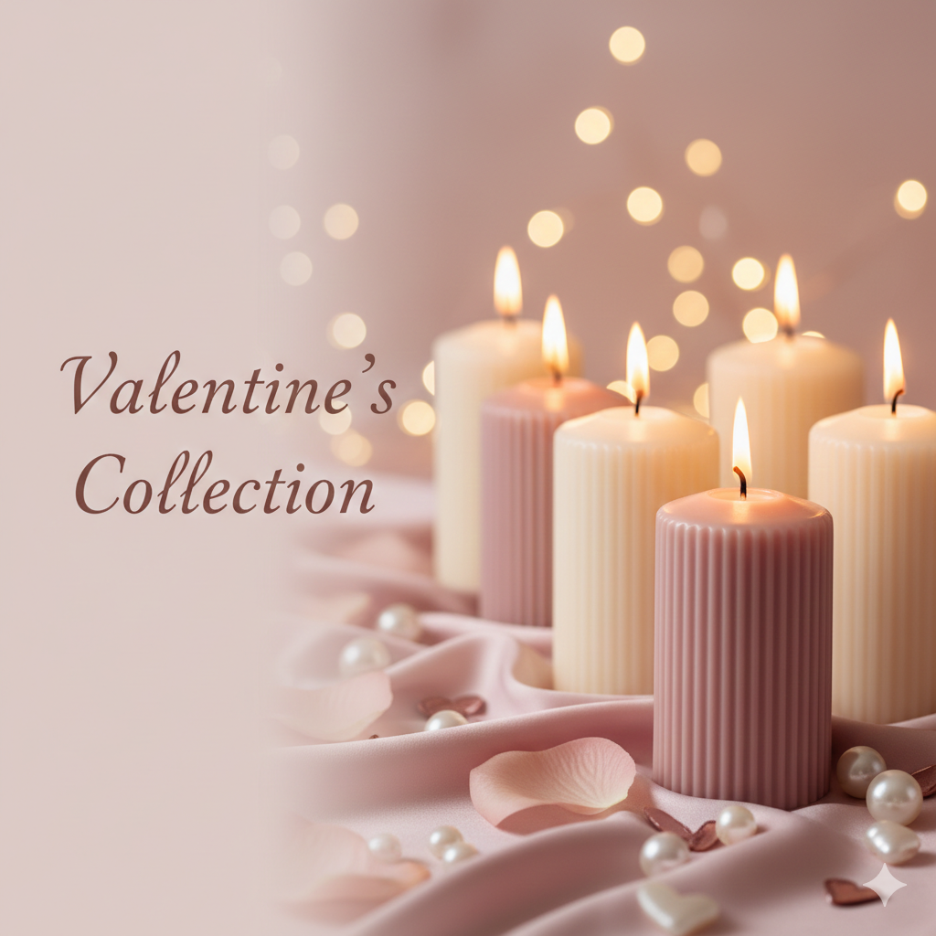 Valentine's Ribbed Scented Pillar Candle
