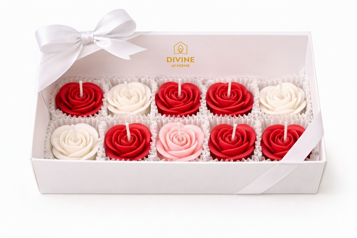 Valentine's Rose Scented Candles - PACK OF 9